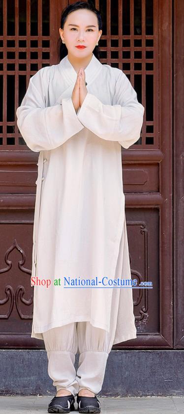 Chinese Traditional Taoist Priest Frock Martial Arts Costumes Tai Chi Training White Uniform