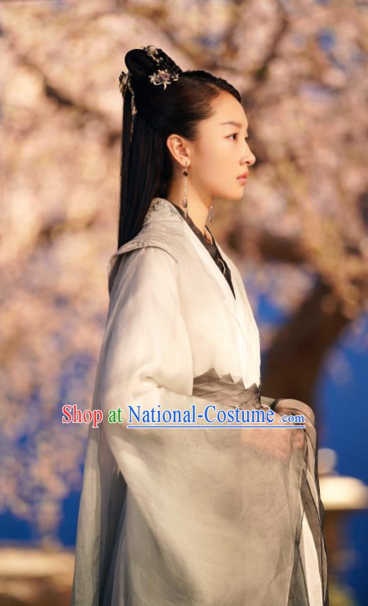 Chinese Ancient Goddess Clothing Drama Love Poetry Shang Gu Grey Dress Xian Xia Swordswoman Garment Costumes