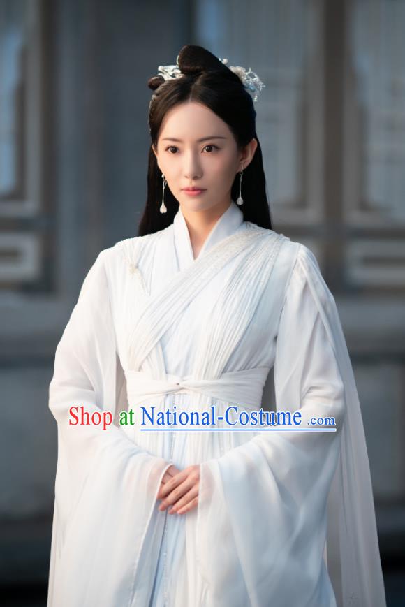 Chinese Drama Love Poetry Xue Ying White Dress Xian Xia Goddess Costumes Ancient Princess Clothing