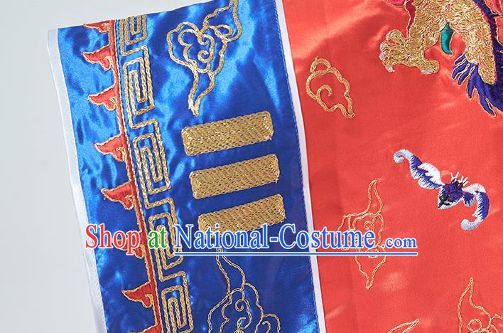 Chinese Traditional Daoism Scriptures Frock Taoism Master Garment Wudang Taoist Priest Costume Embroidered Red Silk Robe