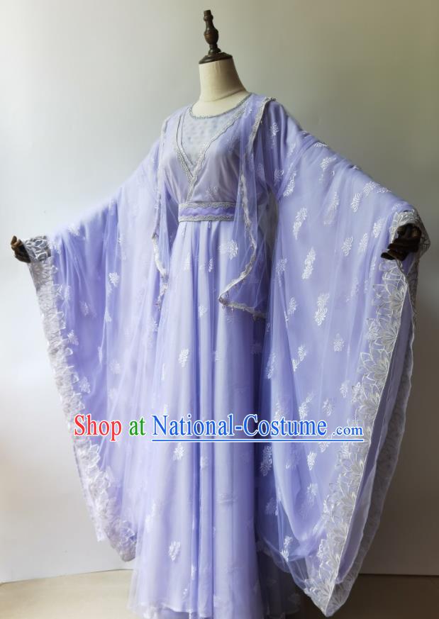 Chinese Ancient Princess Violet Dress Clothing Romantic TV Series Novoland Pearl Eclipse Zi Zan Costumes Complete Set