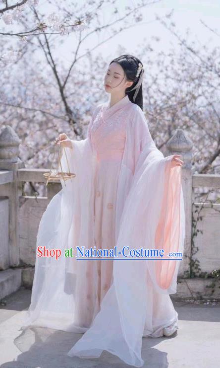 Chinese Ancient Flower Fairy Pink Dress Clothing Xianxia TV Series Goddess Jin Mi Garment Costumes