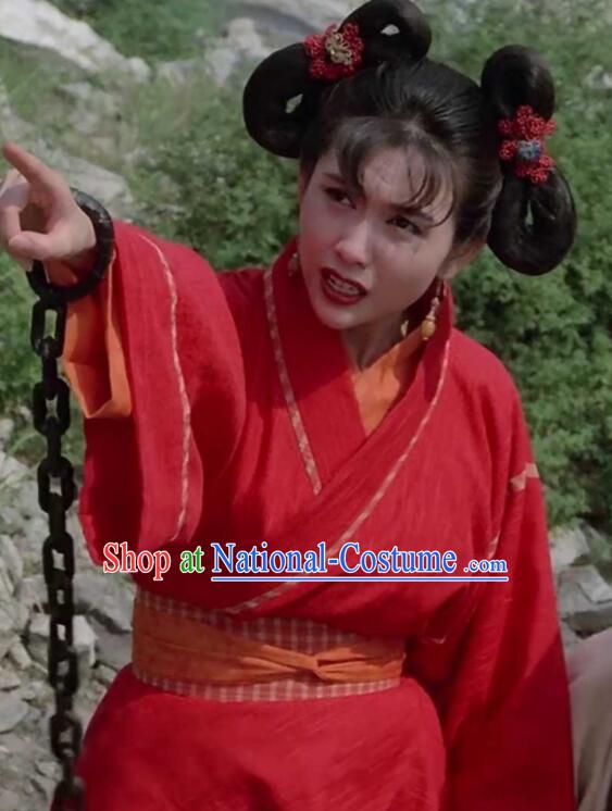 Chinese Film The Kung Fu Cult Master Xiao Zhao Garment Costumes Ancient Swordswoman Red Dress