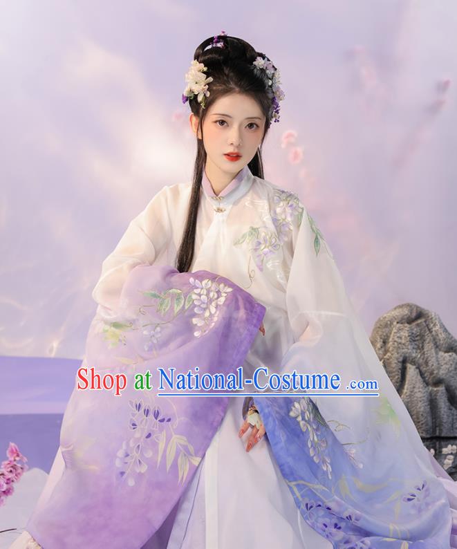 Chinese Ming Dynasty Young Beauty Clothing Traditional Hanfu Dress Ancient Noble Lady Garment Costumes