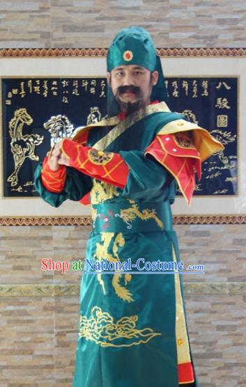 Chinese Ancient General Garment Costumes Three Kingdoms Period Swordsman Clothing Traditional Guan Yu Outfit