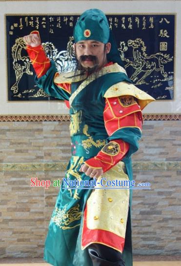 Chinese Ancient General Garment Costumes Three Kingdoms Period Swordsman Clothing Traditional Guan Yu Outfit