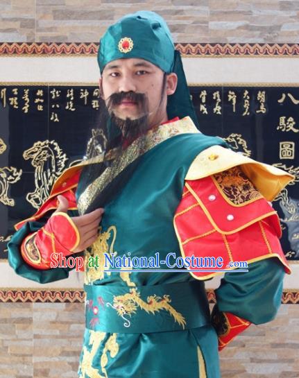 Chinese Ancient General Garment Costumes Three Kingdoms Period Swordsman Clothing Traditional Guan Yu Outfit