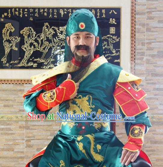 Chinese Ancient General Garment Costumes Three Kingdoms Period Swordsman Clothing Traditional Guan Yu Outfit