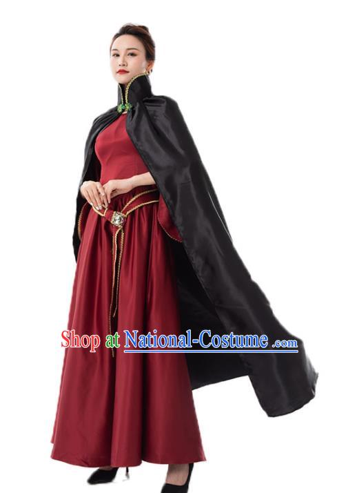 Top Cosplay Queen Garment Costumes Dancing Party Wine Red Dress