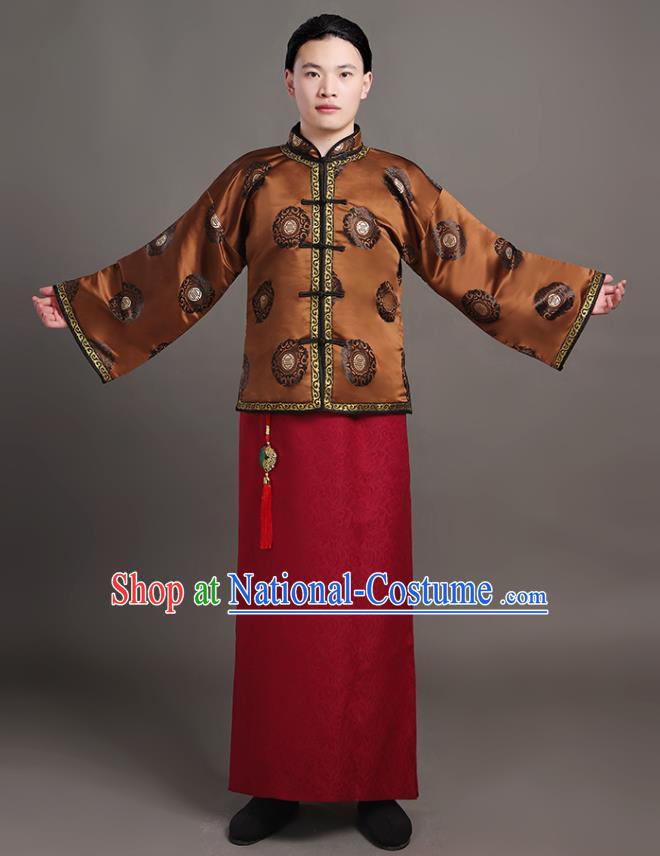 Chinese Traditional Costumes Qing Dynasty Rich Man Garments Ancient Landlord Clothing