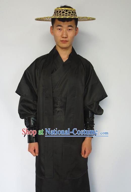 Chinese Ancient Swordsman Costumes Ming Dynasty Garments Traditional Hanfu Hero Black Clothing