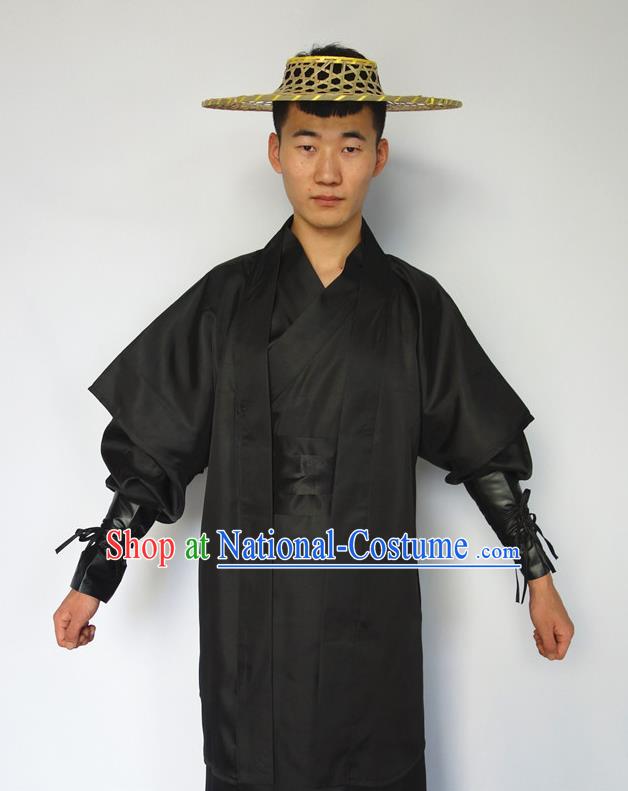 Chinese Ancient Swordsman Costumes Ming Dynasty Garments Traditional Hanfu Hero Black Clothing