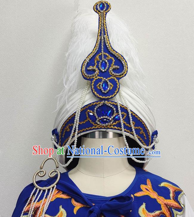 China Shaoxing Opera YOung Male Headwear Ancient Princess Beads Feather Hat Peking Opera Headpiece