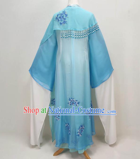 Chinese Shaoxing Opera Princess Clothing Peking Opera Diva Garment Costume Ancient Goddess Blue Dress