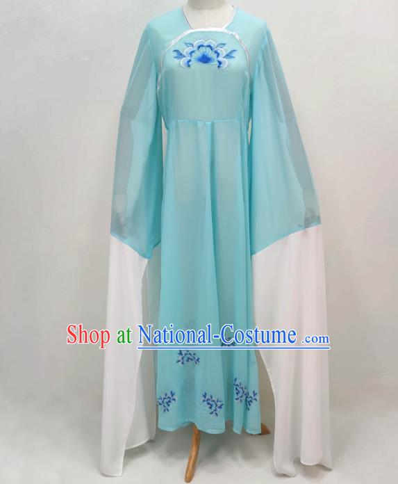 Chinese Shaoxing Opera Princess Clothing Peking Opera Diva Garment Costume Ancient Goddess Blue Dress