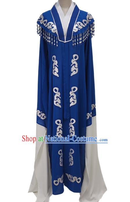 Chinese Shaoxing Opera Diva Clothing Peking Opera Actress Garment Costume Ancient Woman Dark Blue Cape