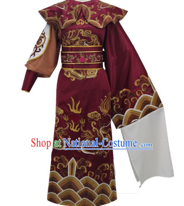 Chinese Peking Opera Wusheng Garment Costume Ancient General Red Robe Shaoxing Opera Swordsman Clothing