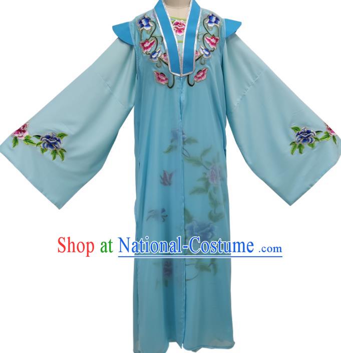 Chinese Shaoxing Opera Young Childe Clothing Peking Opera Xiaosheng Garment Costume Ancient Scholar Blue Robe