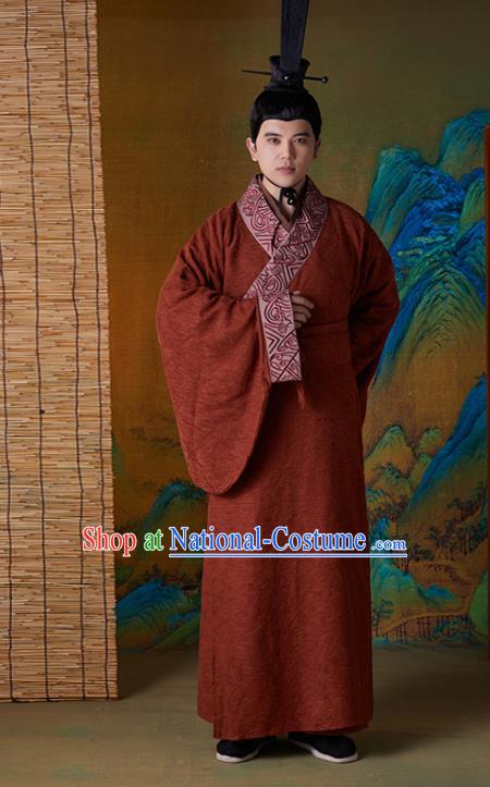 Chinese Ancient Prime Minister Clothing Traditional Garments Han Dynasty Scholar Sima Qian Costumes