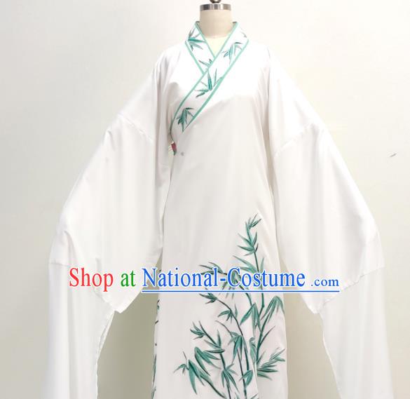 Chinese Shaoxing Opera Young Man Clothing Ancient Scholar Costume Beijing Opera Xiaosheng Embroidered White Robe