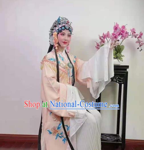 Chinese Ancient Princess Costume Beijing Opera Hua Tan Embroidered Apricot Cape Huangmei Opera Diva Clothing