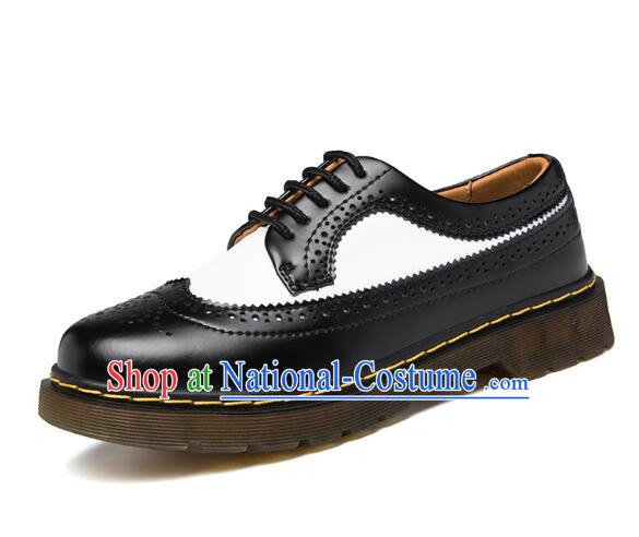 Top Handmade Leather Shoes England Classical Shoes White and Black Colors Matching SHoes