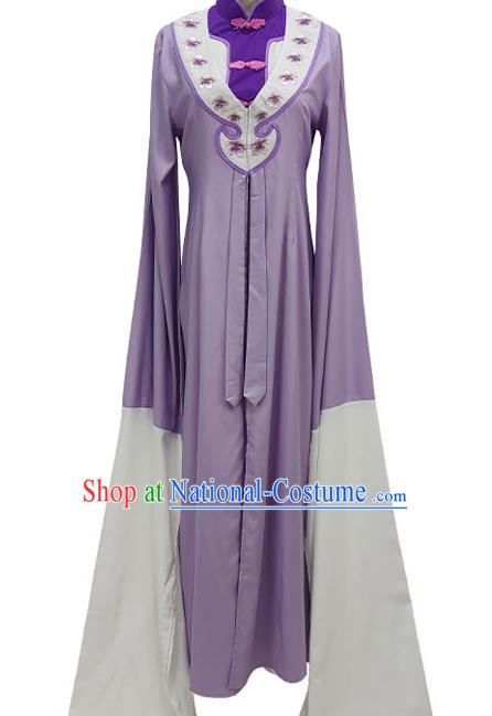 Chinese Ancient Distressed Woman Purple Dress Shaoxing Opera Actress Clothing Peking Opera Qin Xianglian Garment Costume