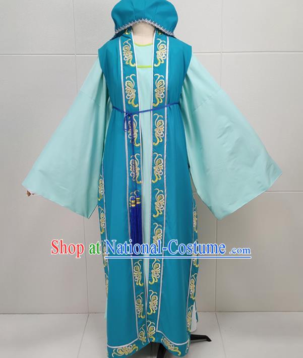 Chinese Ancient Scholar Blue Suit Shaoxing Opera Liang Shanbo Clothing Peking Opera Xiaosheng Garment Costume