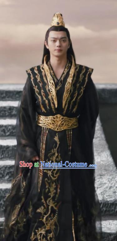 Chinese Ancient Immortal Garment Costume Swordsman King Clothing TV Series Ancient Love Poetry Bai Xuan Black Suit