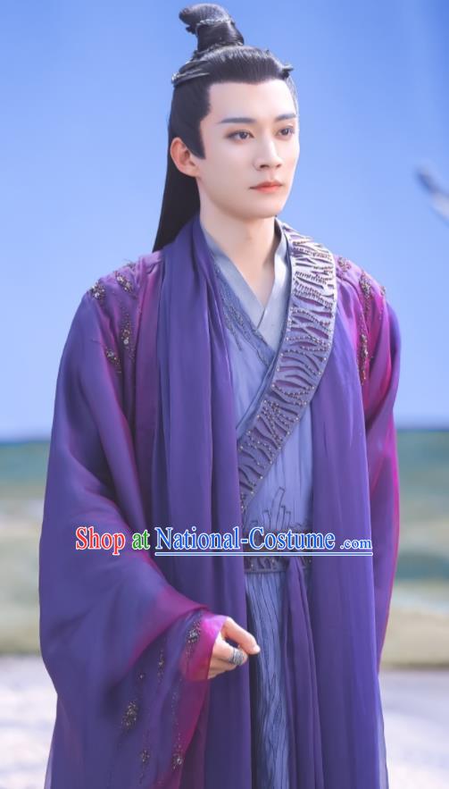 Chinese TV Series Ancient Love Poetry Tian Qi Purple Outfit Ancient Swordsman Garment Costume Heaven Immortal Clothing