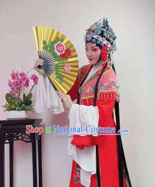 Chinese Ancient Young Lady Costume Beijing Opera Hua Tan Red Cape Huangmei Opera Noble Woman Clothing