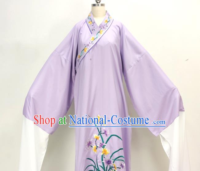 Chinese Beijing Opera Xiaosheng Purple Embroidered Robe Shaoxing Opera Young Childe Clothing Ancient Scholar Costume