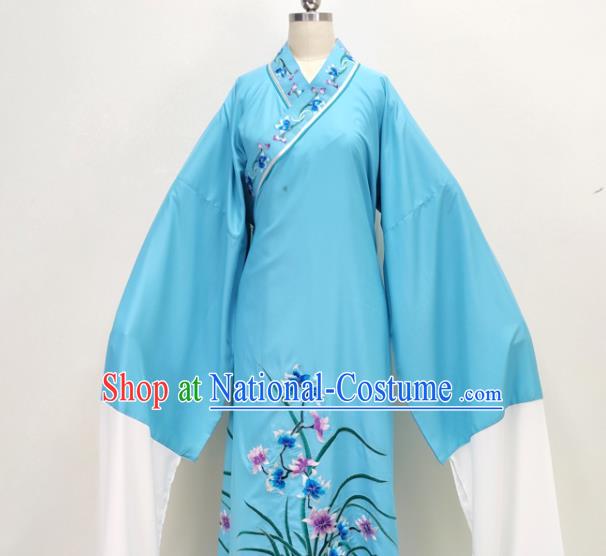 Chinese Shaoxing Opera Young Male Clothing Ancient Scholar Costume Beijing Opera Niche Blue Embroidered Robe