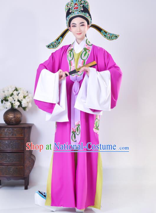 Chinese Shaoxing Opera Young Male Clothing Ancient Scholar Zhao Sheng Costume Beijing Opera Xiaosheng Magenta Cape