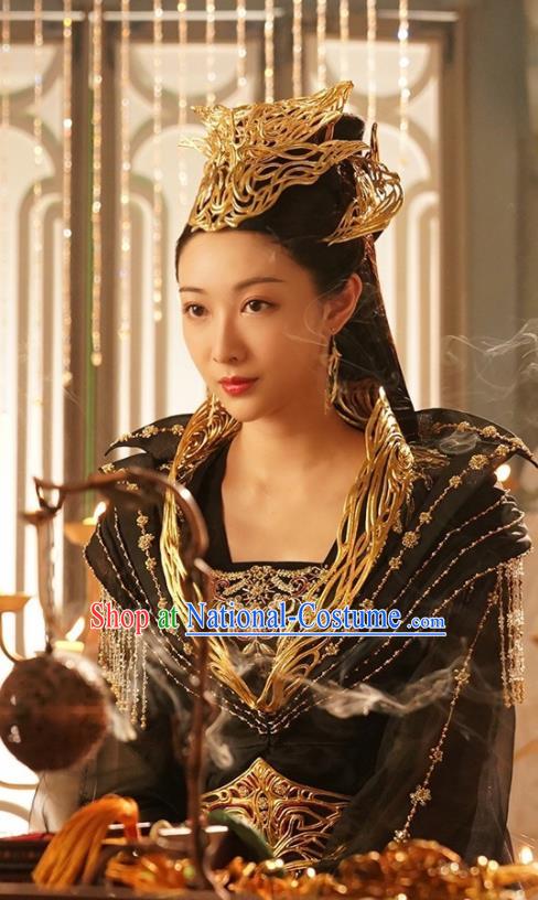 Chinese Ancient Goddess Queen Black Dress TV Series Ancient Love Poetry Jin Zhao Garment Clothing