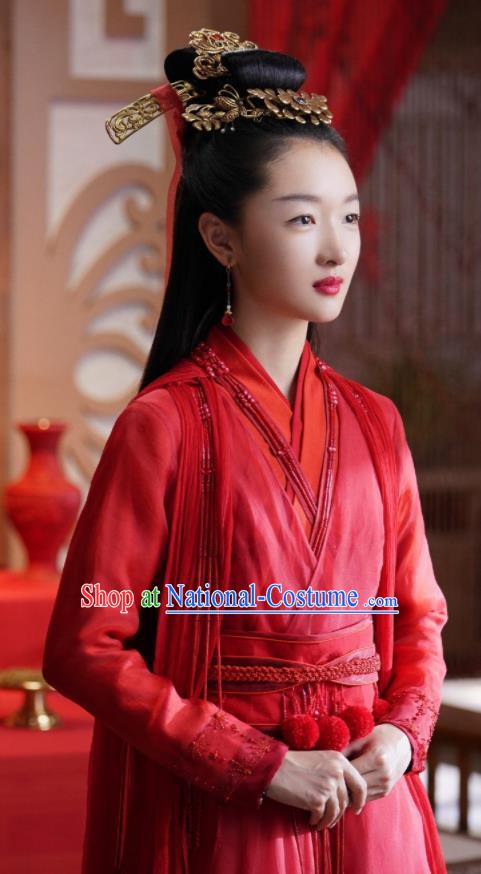 Chinese TV Series Ancient Love Poetry Hou Chi Wedding Garment Clothing Ancient Goddess Red Dress