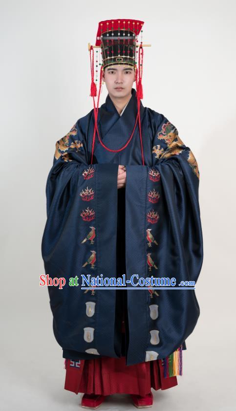 Chinese Ming Dynasty Royal Prince Historical Costumes Ancient Infante Garment Clothing and Headpiece