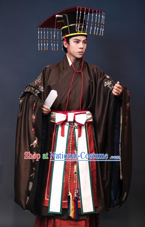 Chinese Ancient Emperor Garment Clothing Ming Dynasty Royal Prince Official Costumes and Headpiece Set