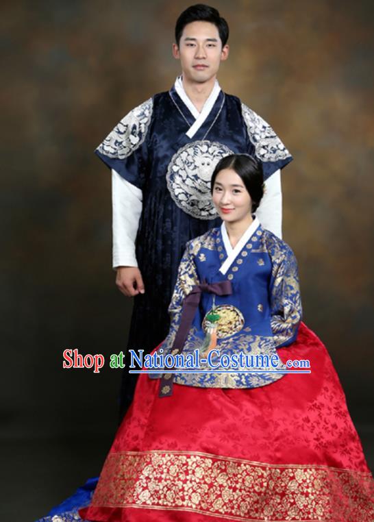 Top Korean Court Wedding Clothing Handmade Hanbok Bride and Groom Garment Costumes