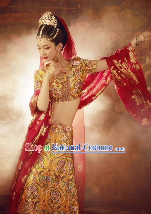 Chinese Western Regions Lou Lan Princess Clothing Ancient Dance Beauty Dress Costume