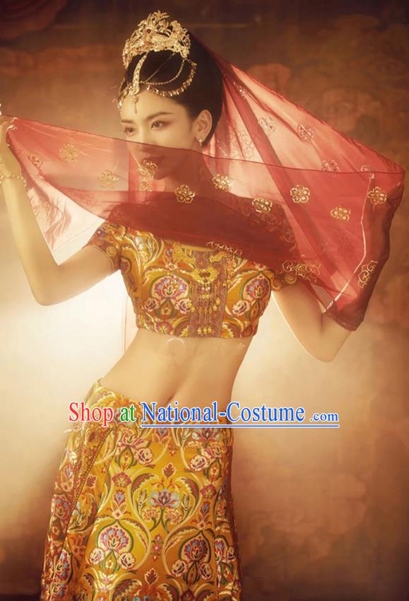 Chinese Western Regions Lou Lan Princess Clothing Ancient Dance Beauty Dress Costume