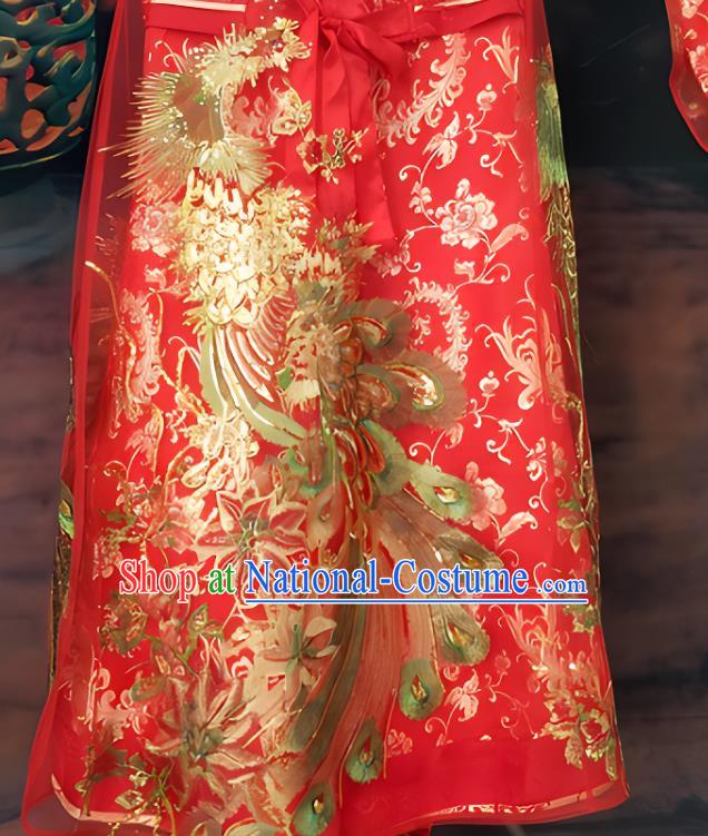 Chinese Wedding Costume Han Dynasty Empress Clothing Ancient Embroidered Red Dress