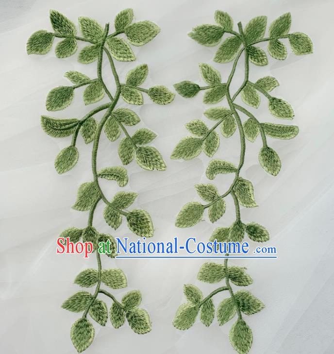 Top Embroidered Green Leaves Patch Garment Tree Branch Accessories