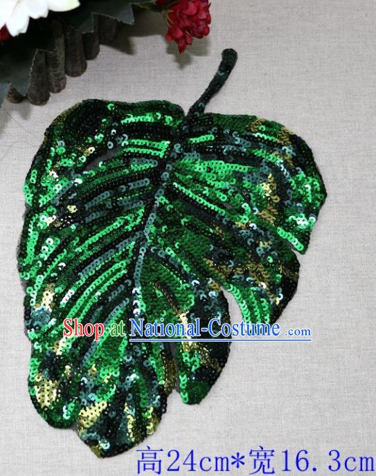 Top Banana Leaf Patch Costume Green Sequins Accessories