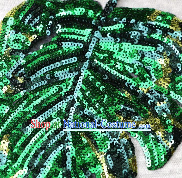 Top Banana Leaf Patch Costume Green Sequins Accessories