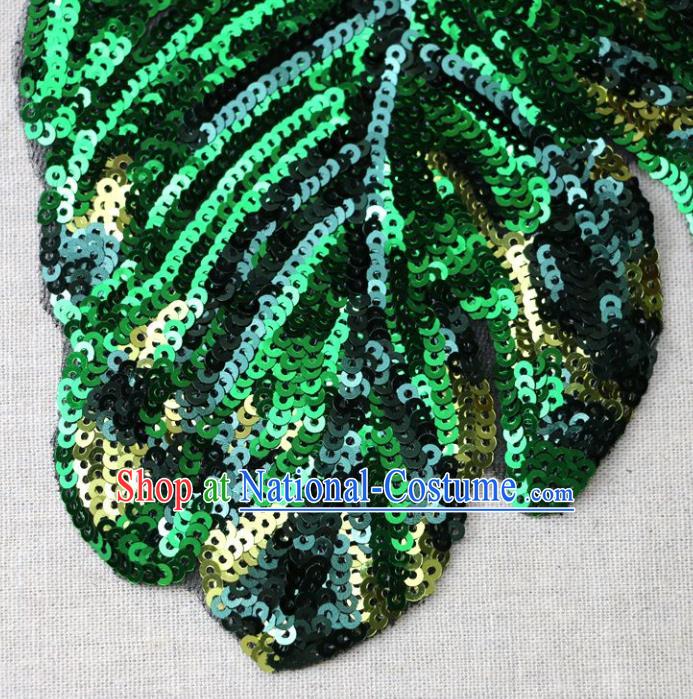 Top Banana Leaf Patch Costume Green Sequins Accessories