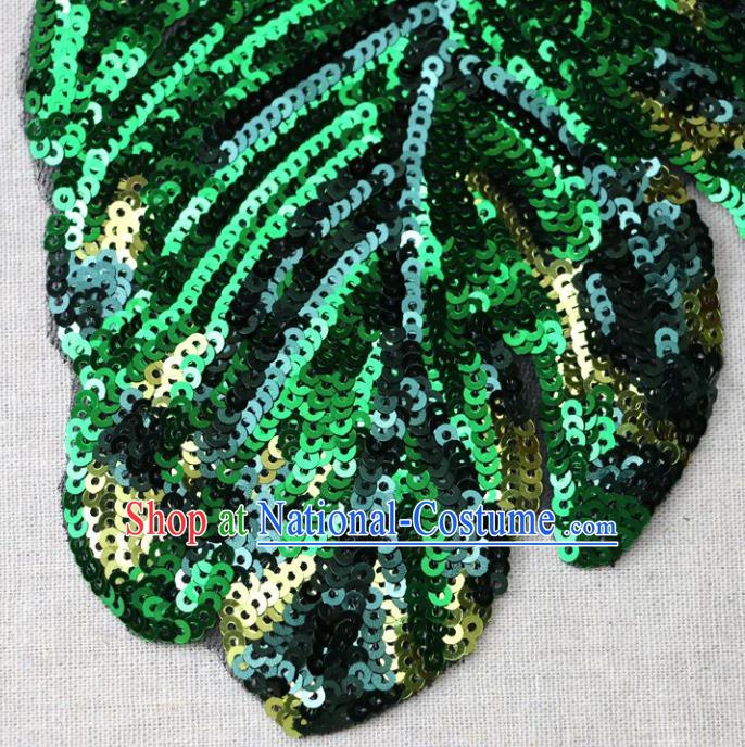 Top Banana Leaf Patch Costume Green Sequins Accessories