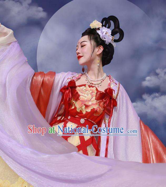 Chinese Ancient Moon Goddess Clothing Drama Chang E Fairy Journey to the West Beauty Garment Costumes