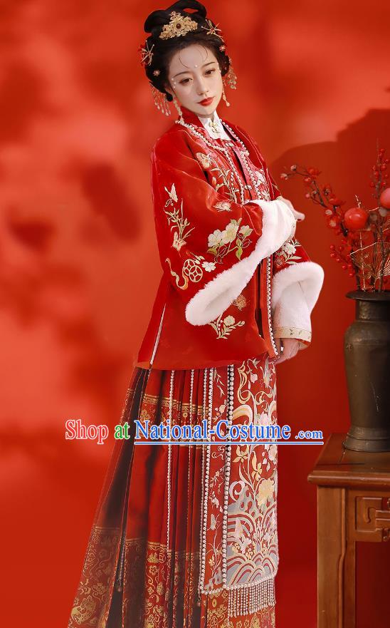 Chinese Traditional Winter Garment Clothing Ancient Rich Lady Dresses Ming Dynasty Costumes