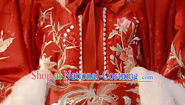 Chinese Traditional Winter Garment Clothing Ancient Rich Lady Dresses Ming Dynasty Costumes